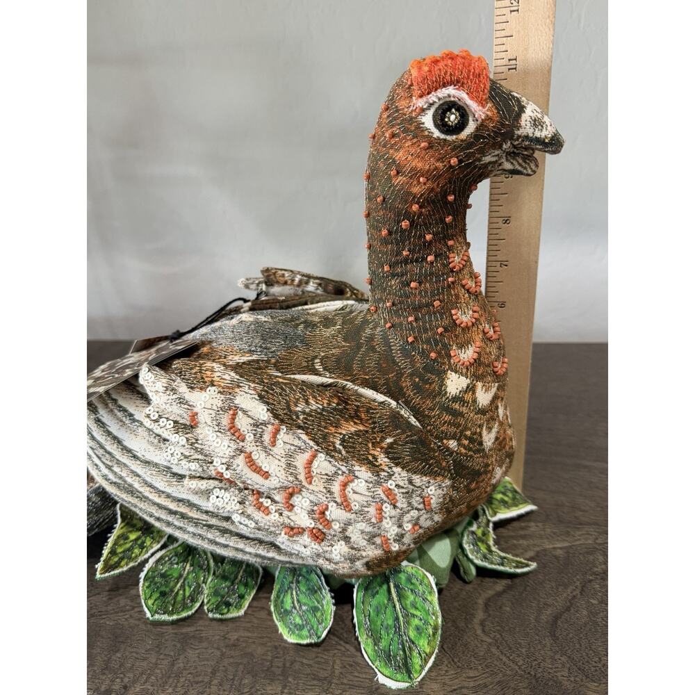 John Derian Target‎ Limited Edition Fall Shaped Beaded Grouse Bird Pillow 11X15" - Picture 10 of 11